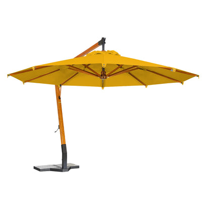 sombrilla de madera lona amarillo
