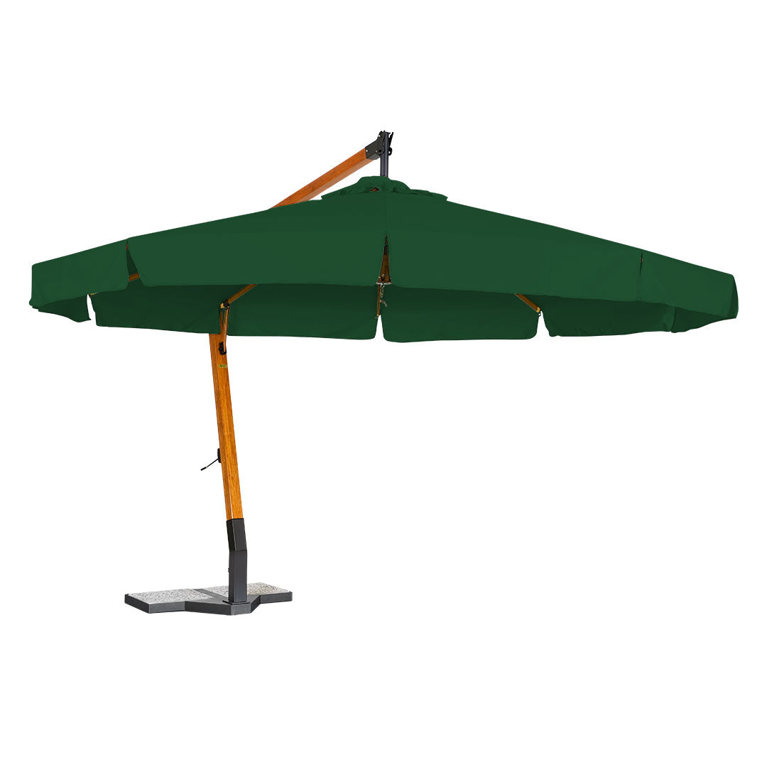 sombrilla de madera lona verde