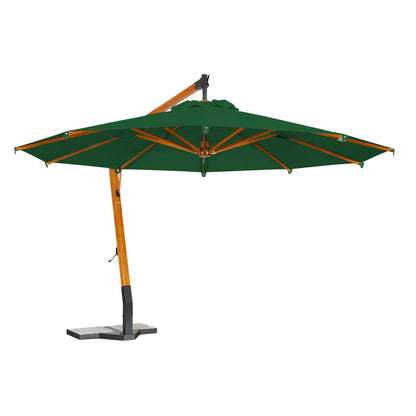 sombrilla de madera lona verde