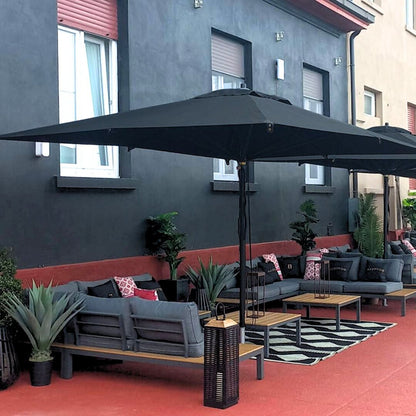 Sombrilla rectangular en aluminio para bar