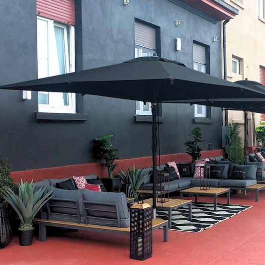 Sombrilla rectangular en aluminio para bar