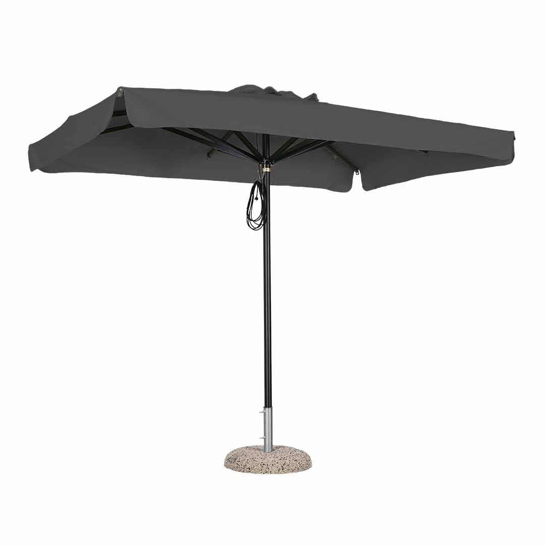Sombrilla rectangular en aluminio lona antracita con volante