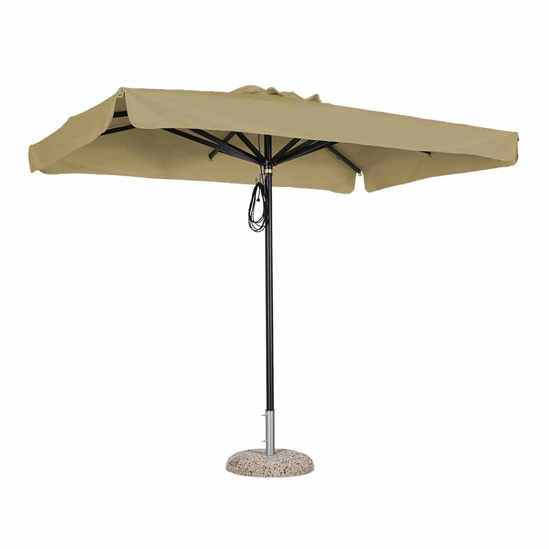 Sombrilla rectangular en aluminio lona beige con volante