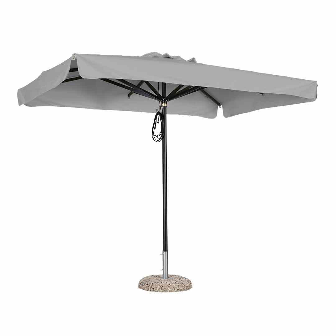 Sombrilla rectangular en aluminio lona acero con volante