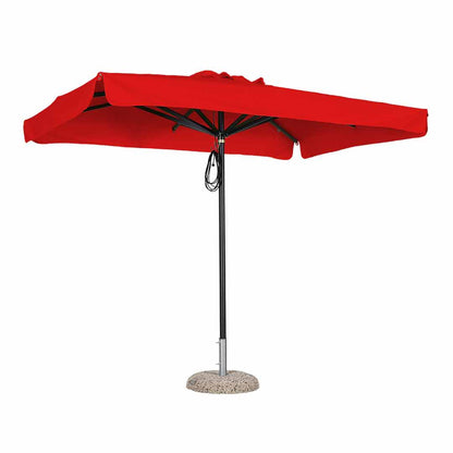 Sombrilla rectangular en aluminio lona roja con volante