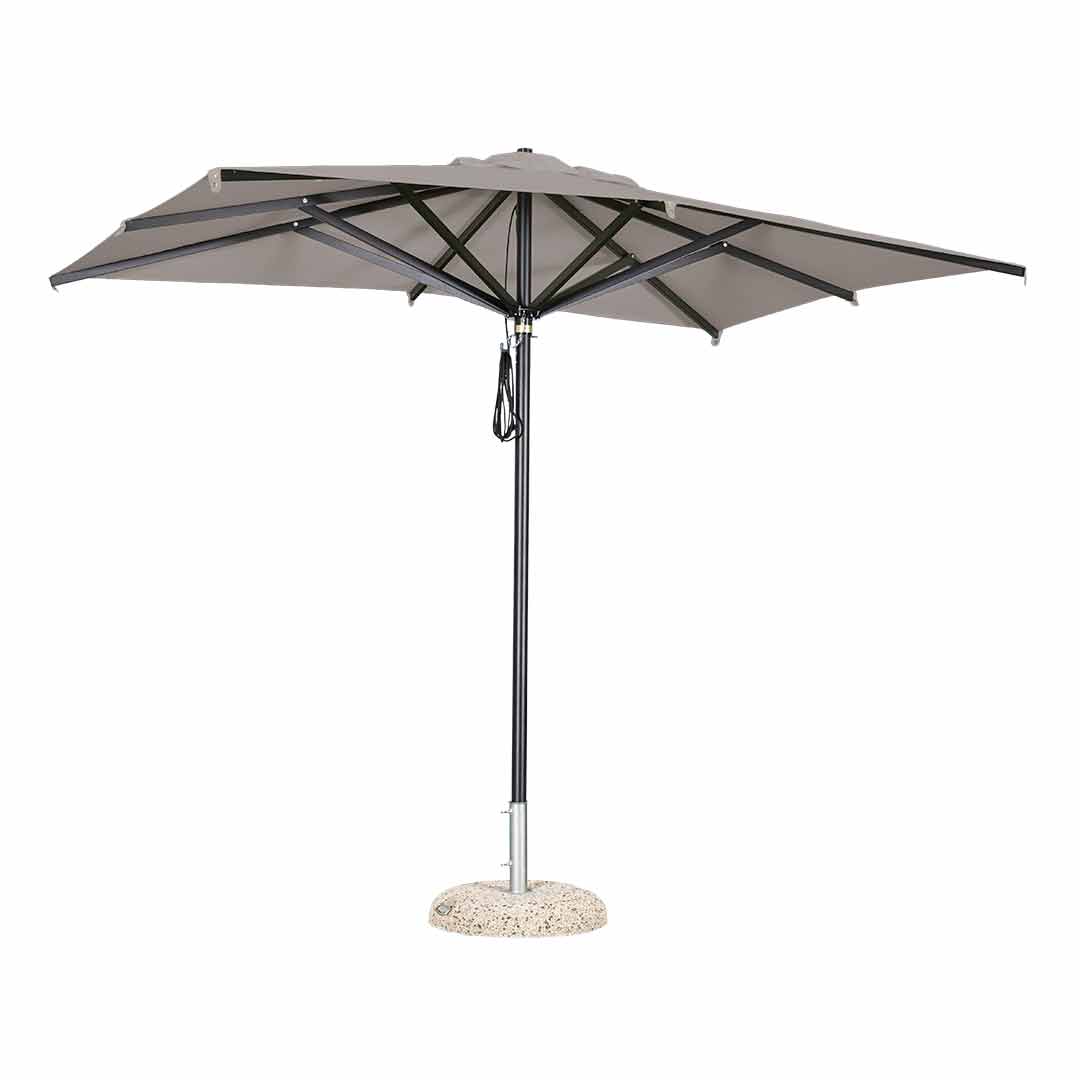 Sombrilla rectangular en aluminio lona gris paloma