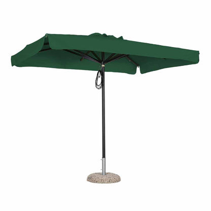 Sombrilla rectangular en aluminio lona verde con volante