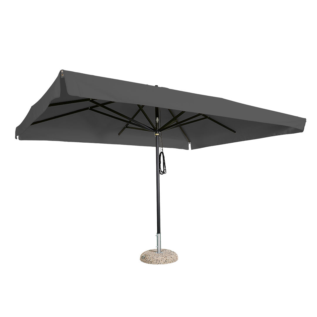 Sombrilla rectangular en aluminio lona antracita con volante