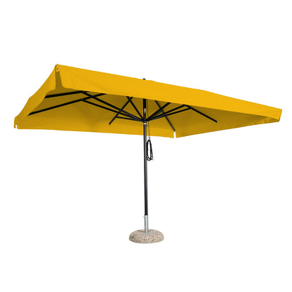 Sombrilla rectangular en aluminio lona amarillo con volante