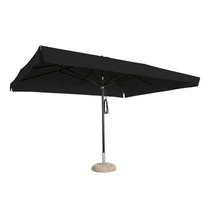 Sombrilla rectangular en aluminio lona negra con volante