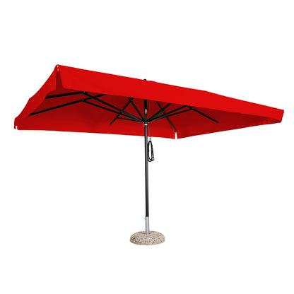 Sombrilla rectangular en aluminio lona roja con volante