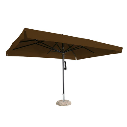 Sombrilla rectangular en aluminio lona marrón oscuro con volante
