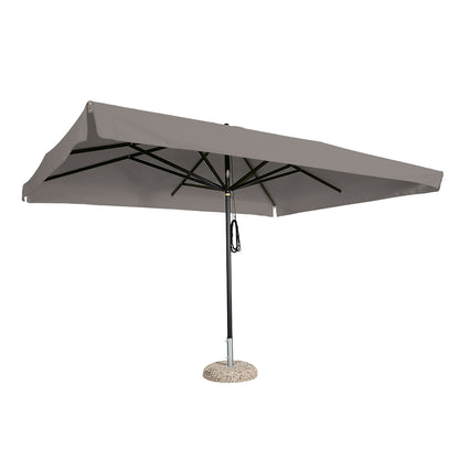 Sombrilla rectangular en aluminio lona gris paloma con volante