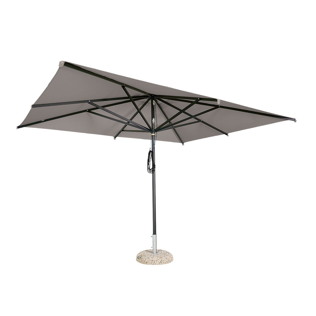 Sombrilla rectangular en aluminio lona gris paloma