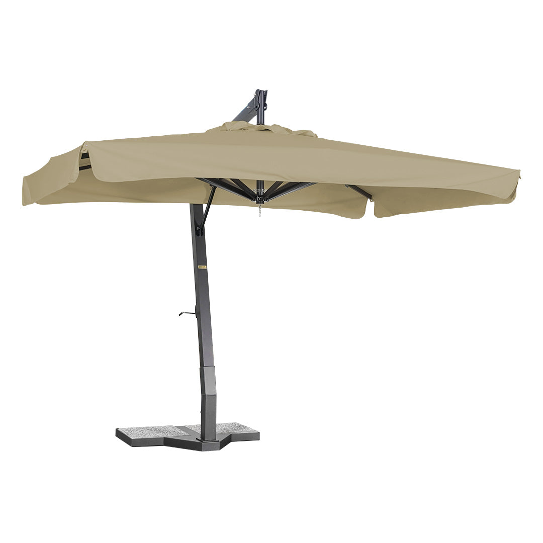 Sombrilla exéntrica lona beige con volante