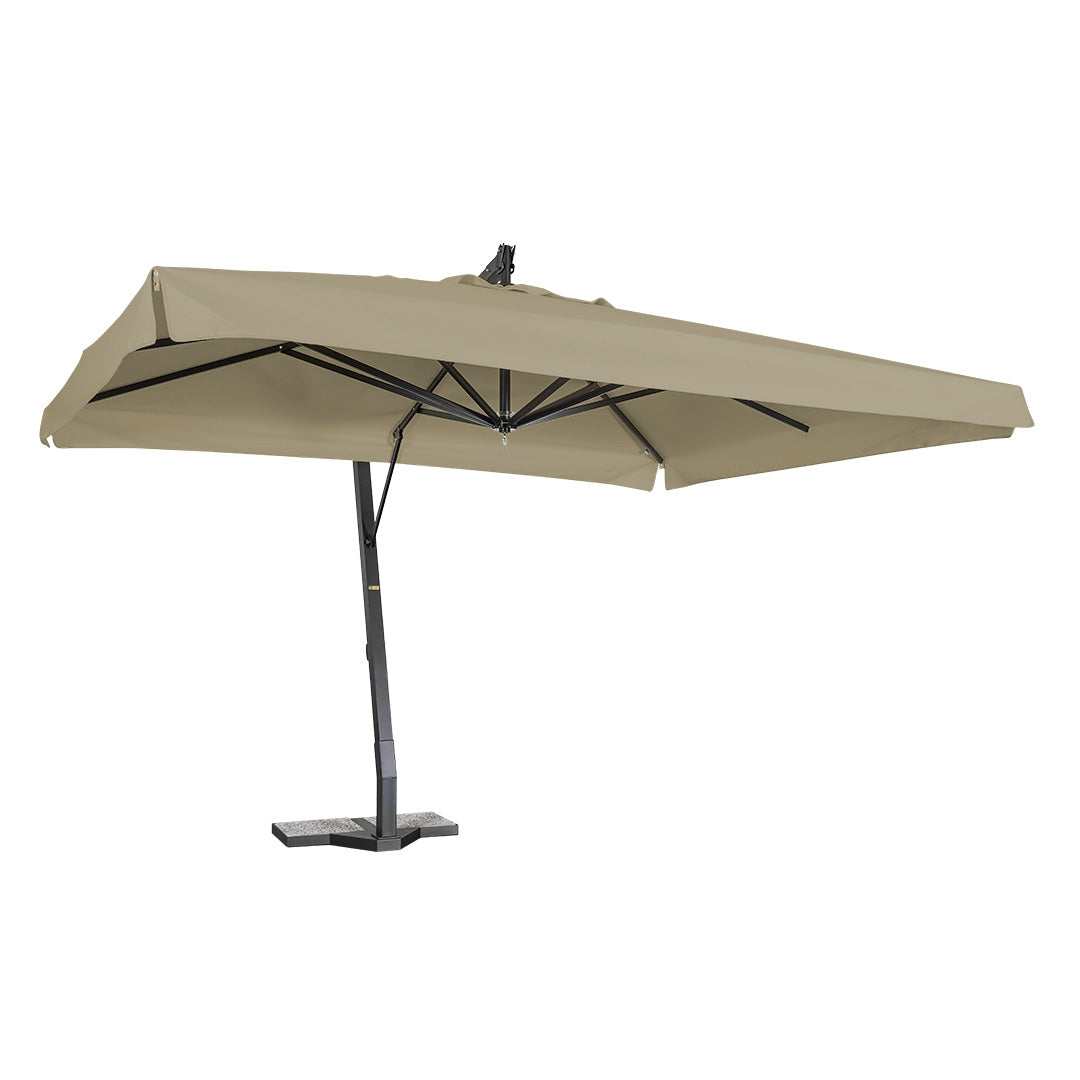 Sombrilla exéntrica lona beige con volante