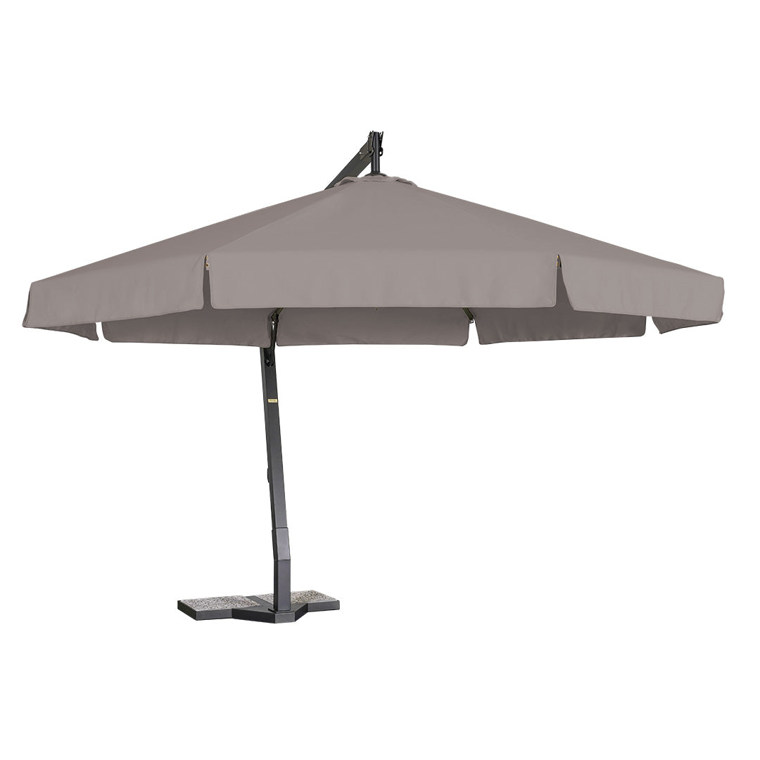 sombrilla de alumino lona gris paloma con volante 