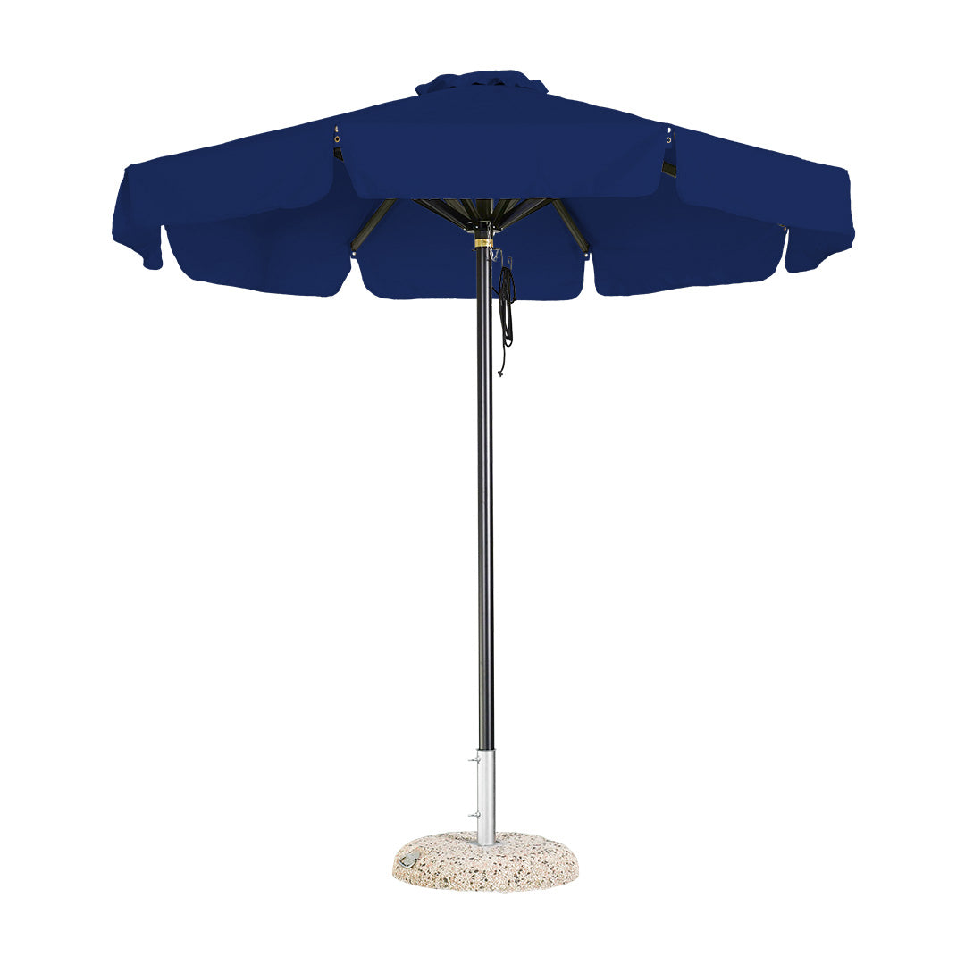 sombrilla redonda de aluminio lona azul