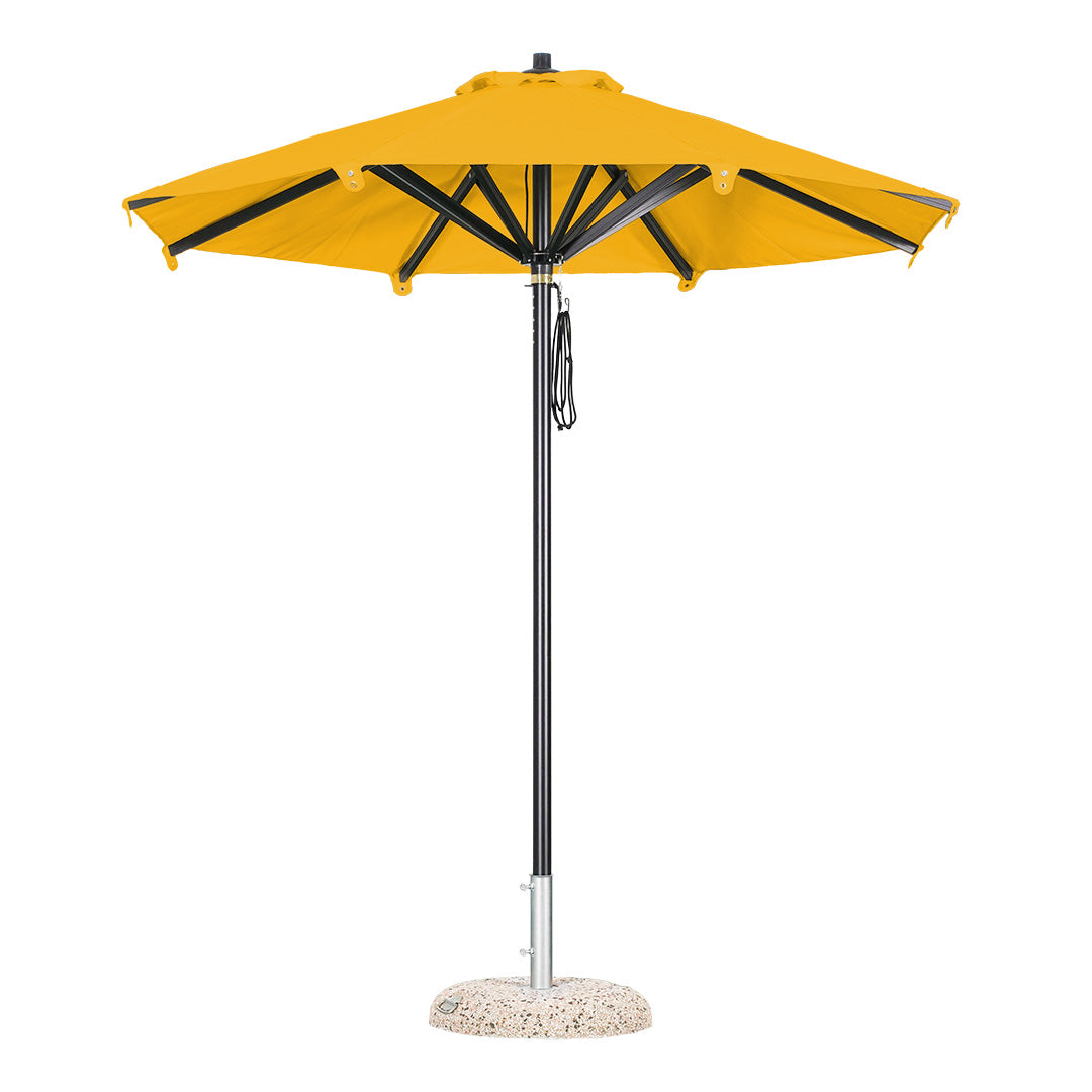 sombrilla redonda de aluminio lona sin volante amarillo