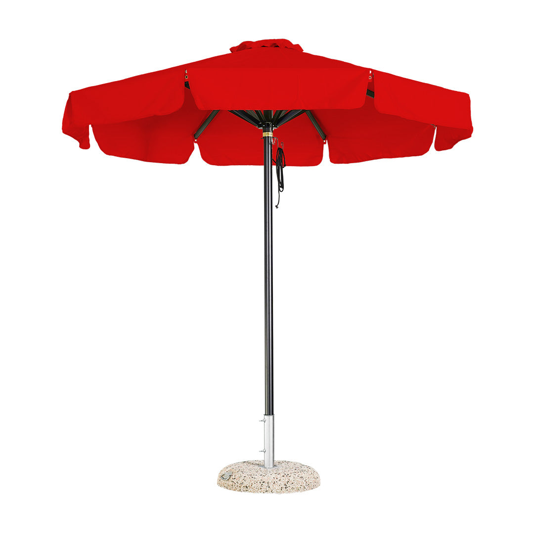 sombrilla redonda de aluminio lona roja