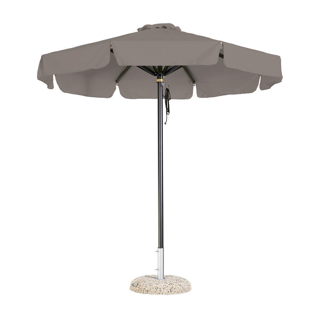 sombrilla redonda de aluminio lona gris paloma