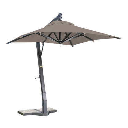 sombrilla de aluminio lona gris paloma