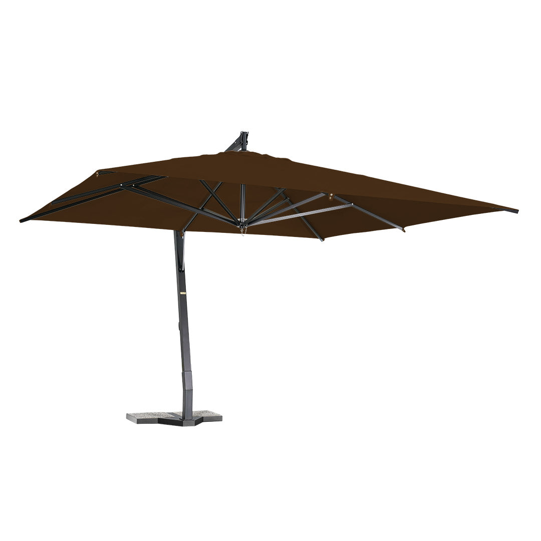 sombrilla de aluminio lona marron oscuro