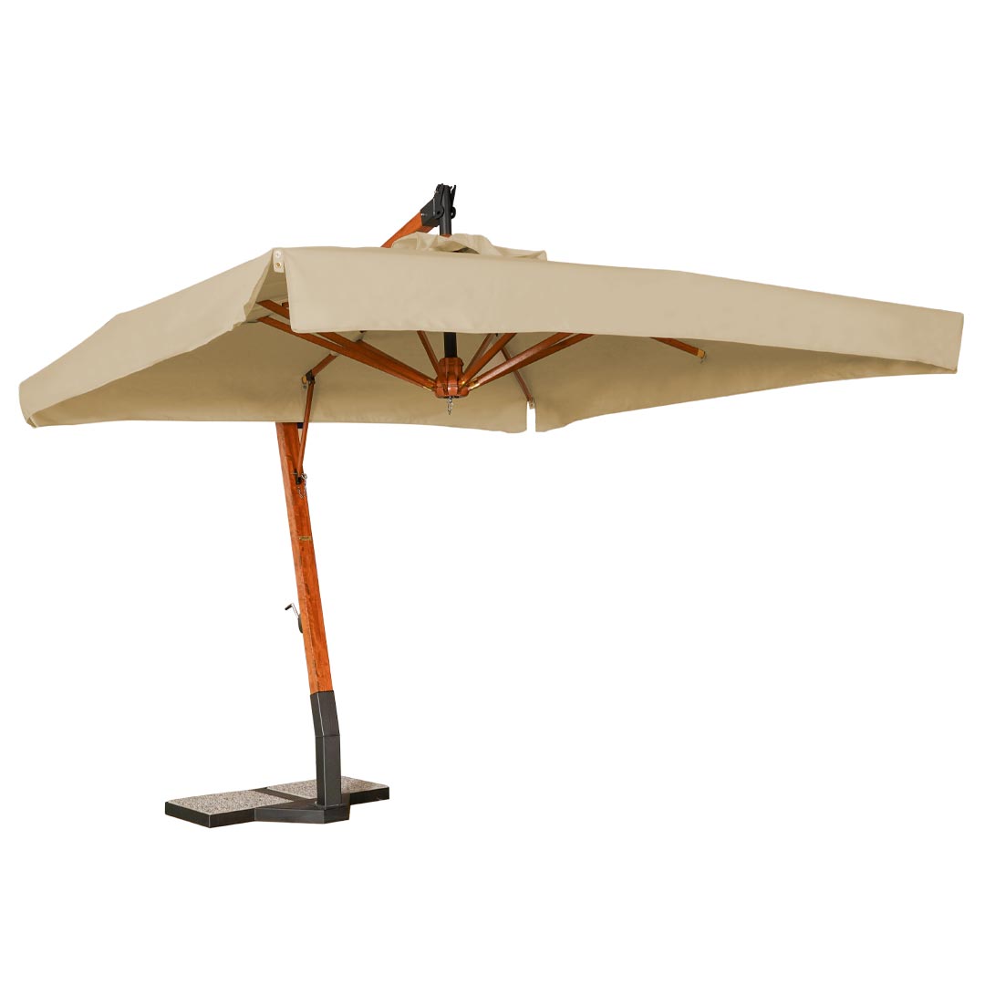 sombrilla cuadrada con volante lona beige