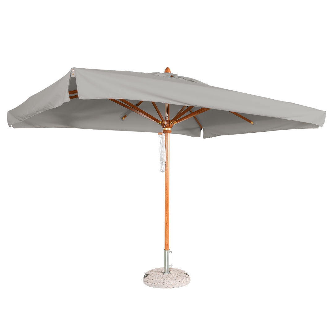 Sombrilla para jardin rectangular con mástil central de madera