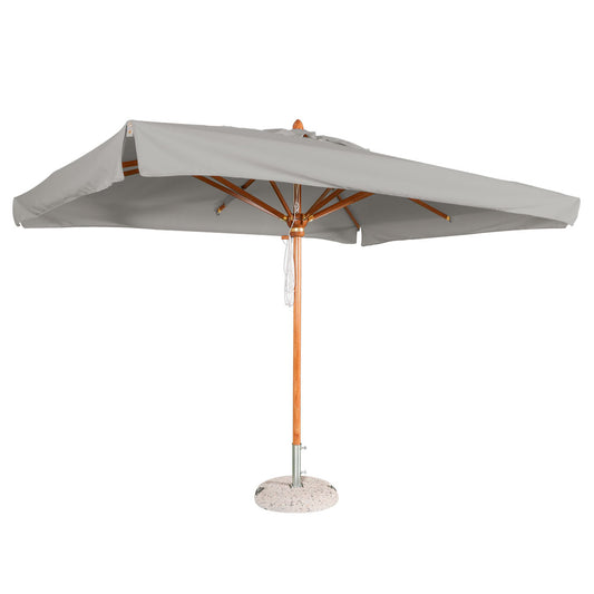 Sombrilla para jardin rectangular con mástil central de madera