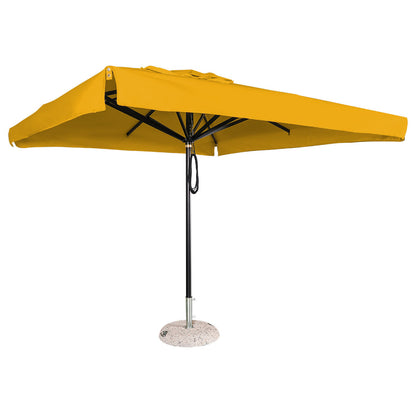 Sombrilla cuadrada en aluminio lona  amarillo con volante