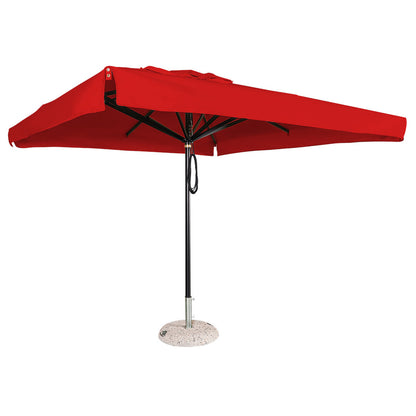 Sombrilla cuadrada en aluminio lona roja con volante