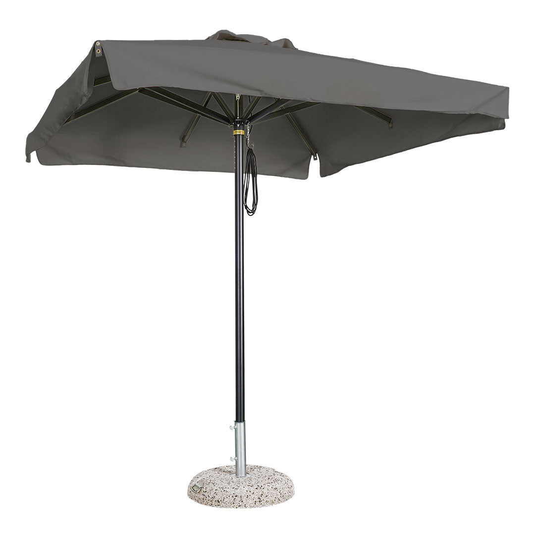 Sombrilla cuadrada en aluminio lona  antracite con volante