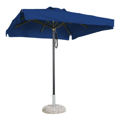 Sombrilla cuadrada en aluminio lona  azul con volante