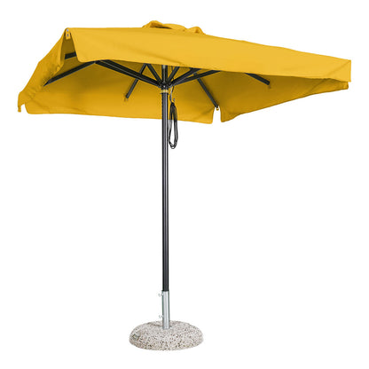 Sombrilla cuadrada en aluminio lona  amarillo con volante