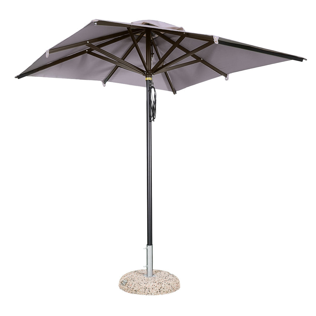 Sombrilla cuadrada en aluminio lona gris paloma
