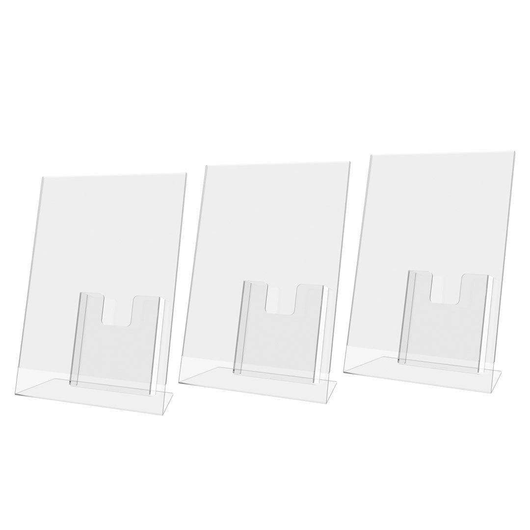 Expositor A4 de sobremesa con portatarjetas. 3 piezas