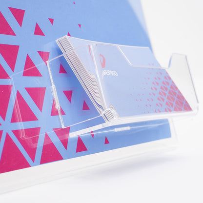 Expositor A4 de sobremesa con portatarjetas. 3 piezas