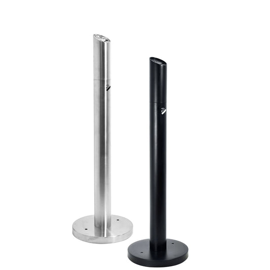 Cenicero de pie exterior tipo columna cromado y negro