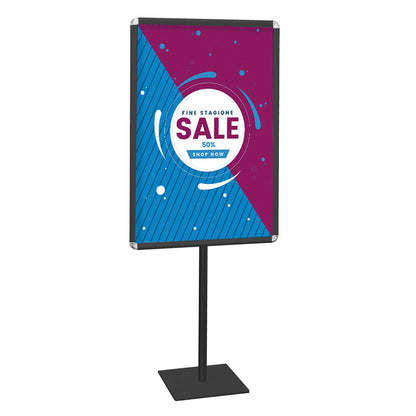 Soporte de pie con doble marco para carteles formato 50x70 y 70x100 cm - base cuadrada