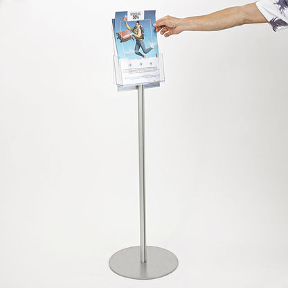 Porta Folletos de acílico con soporte de pie, formato A4