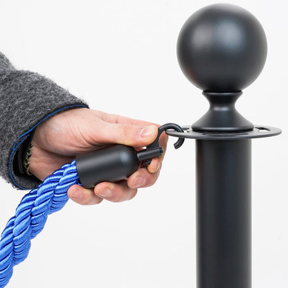 Cordon trenzado de 2 metros de largo - mosquetones negros - para postes separadores