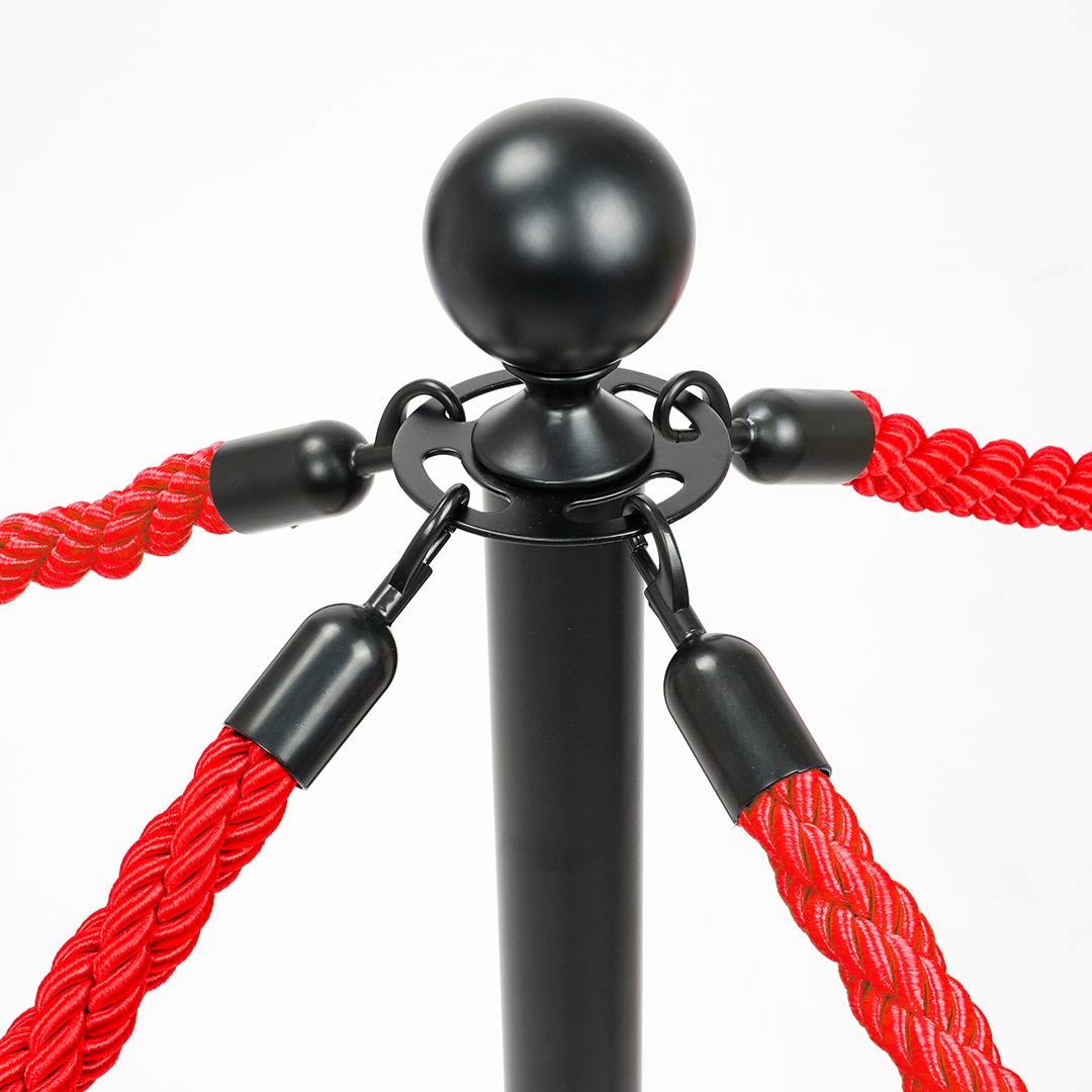 Cordon trenzado de 2 metros de largo - mosquetones negros - para postes separadores