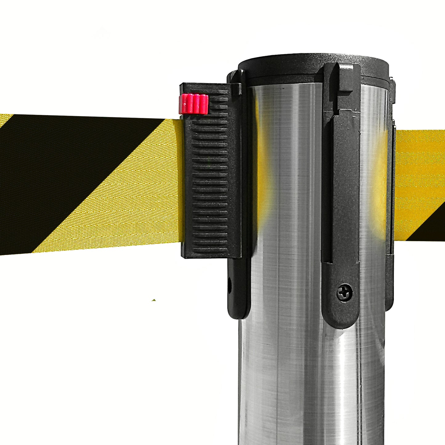 poste separador con cinta amarillo y negra