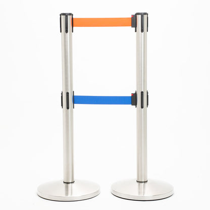 postes separador doble cinta naranja y azul