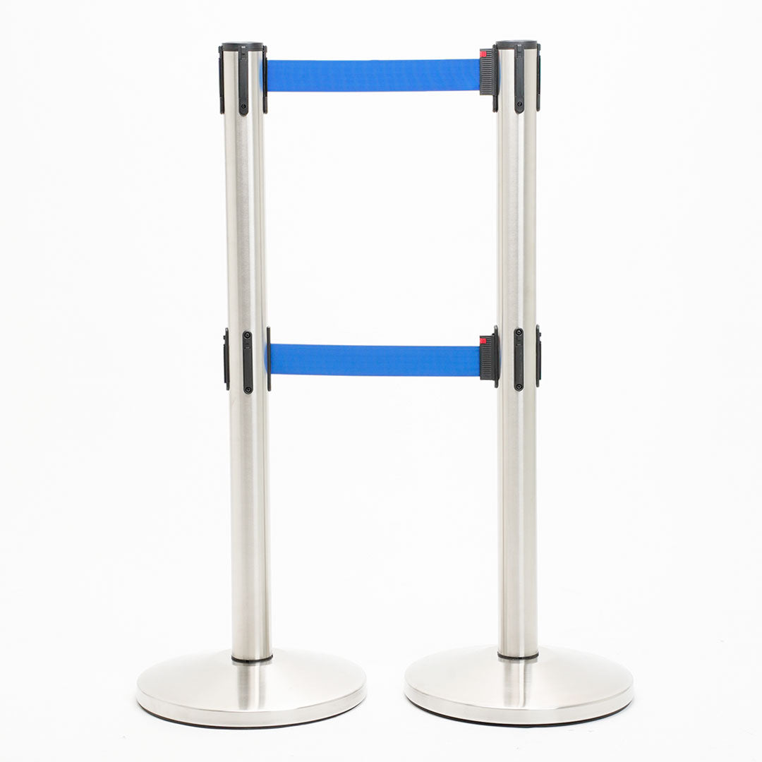 postes separador doble cinta azul y azul