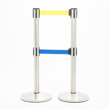 postes separador doble cinta amarillo y azul