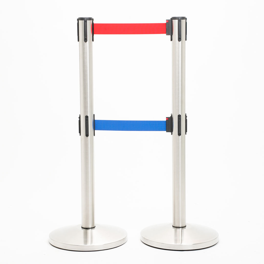 postes separador doble cinta roja y azul