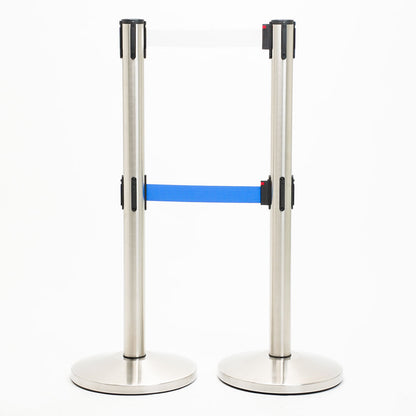 postes separador doble cinta blanca y azul