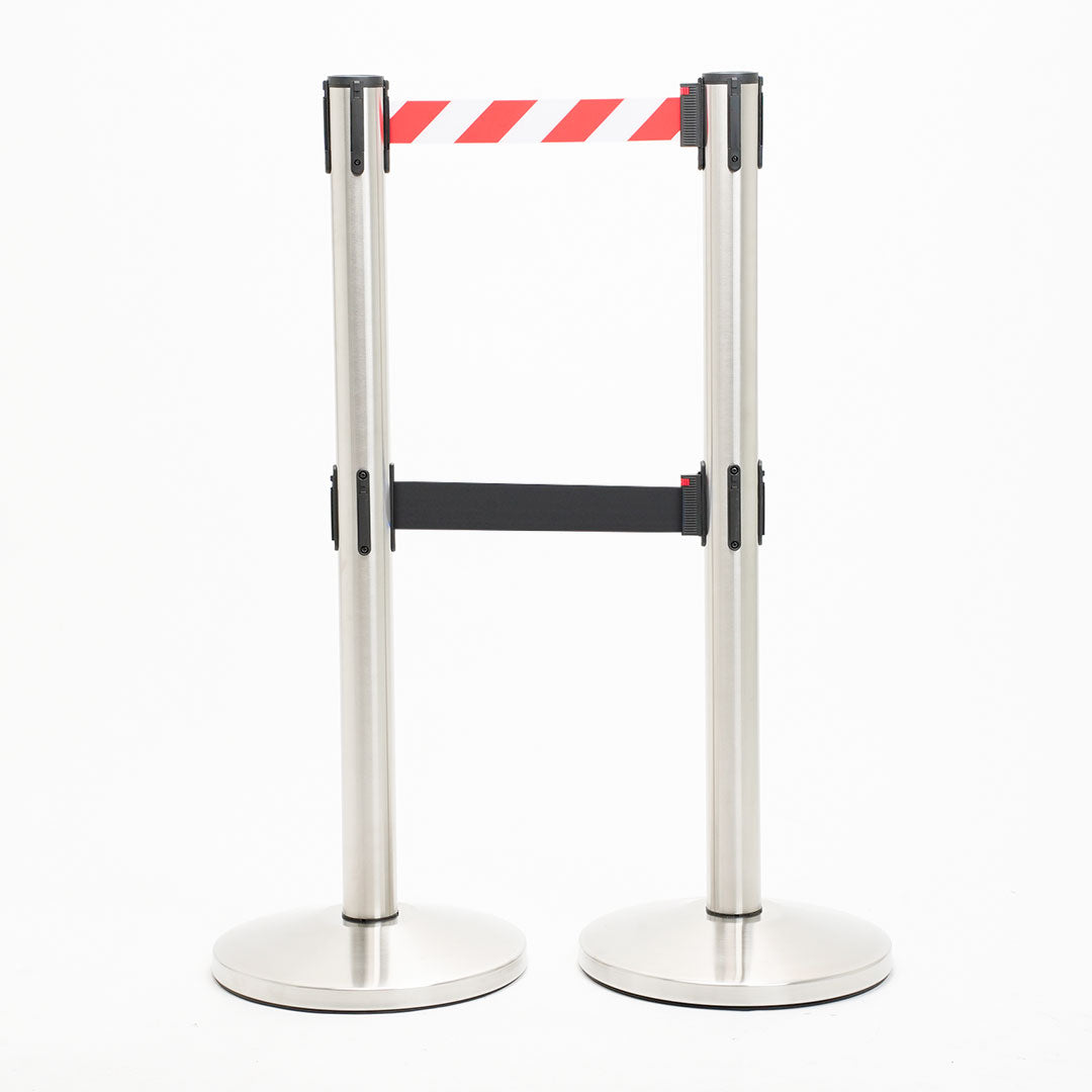 postes separador doble cinta blanca-roja y negra